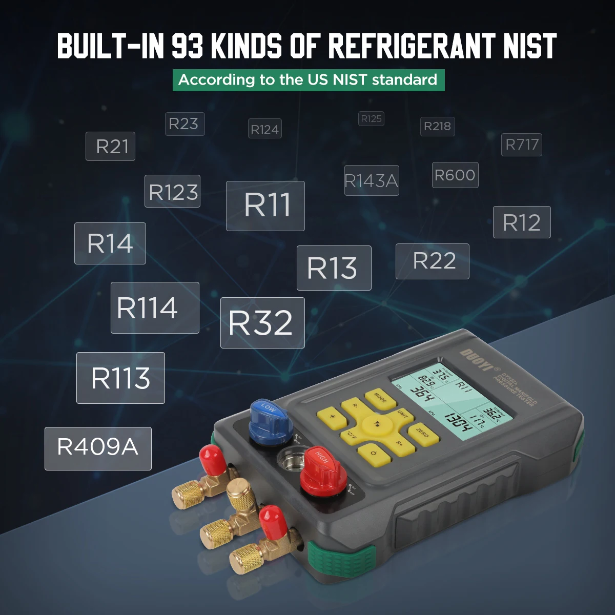 DUOYI 522A Messgerät für Klimaanlagen-Vakuum, Kältemittel-HVAC-Vakuumdruck-Digital-Manometer, Temperatur-Tester-Set – Detail 9