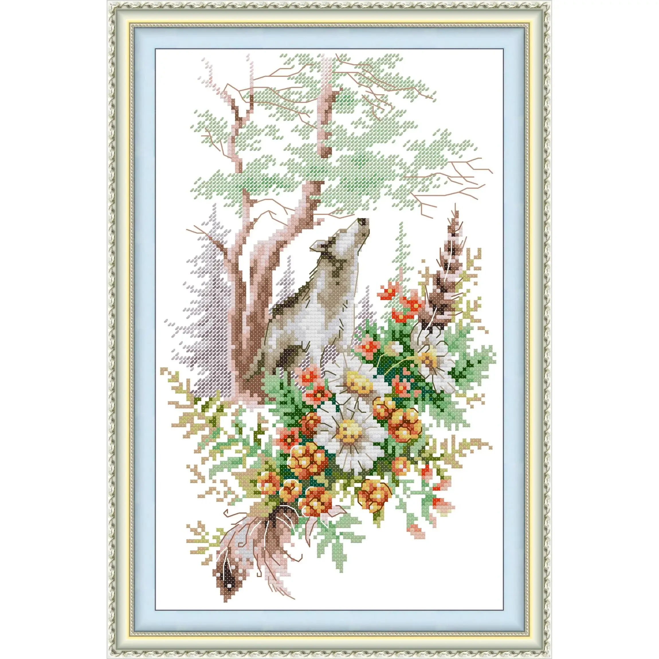 Joy Sunday Pre-printed Cross Stitch Kit  Easy Pattern Aida  Stamped Fabric Embroidery Set-Summer Forest Spirit