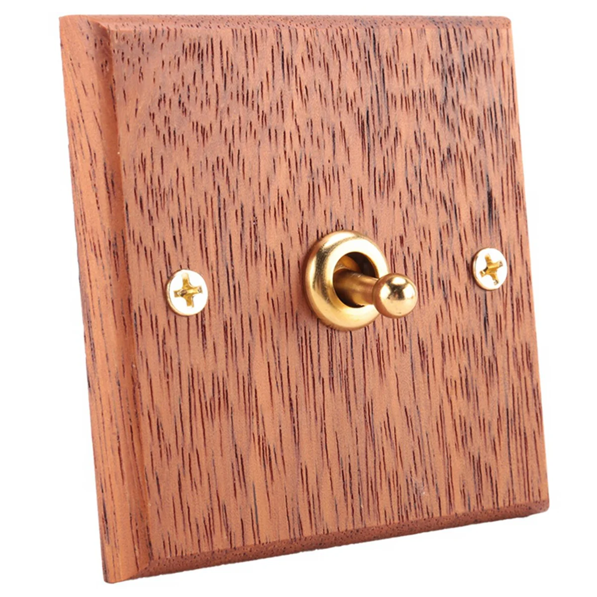 Interruptor de Panel de madera maciza, luz de pared, interruptor de palanca de latón Retro, grano de madera, enchufe eléctrico, 1 interruptor, 86 tipos