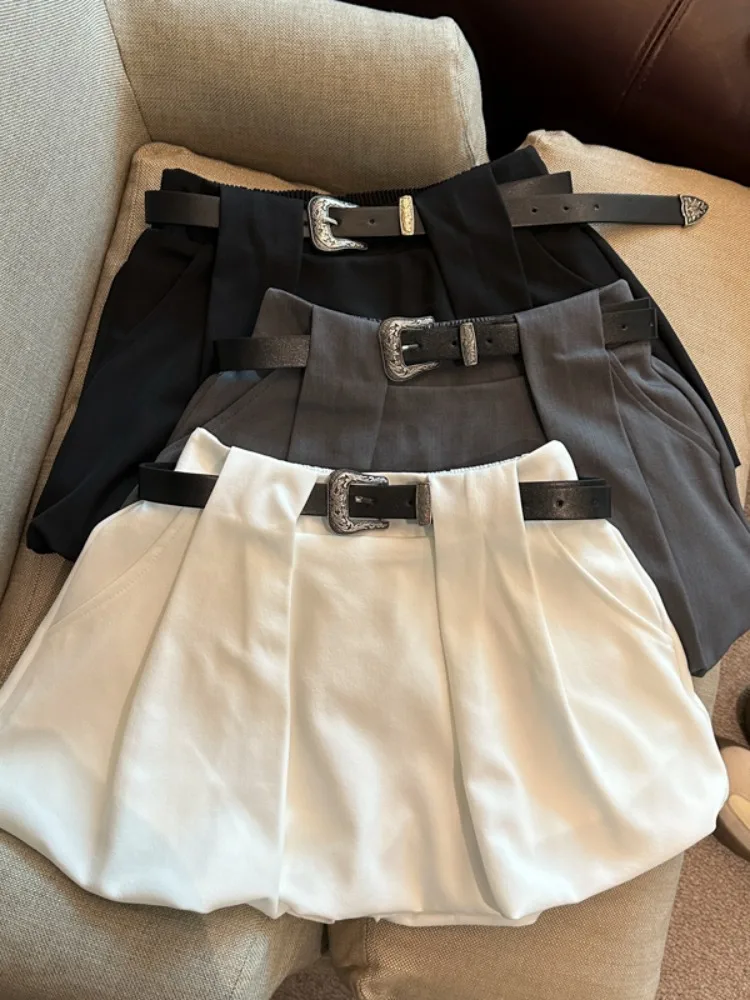 

High Waist Plaid Skirt Women's Spring Autumn Fashion Design Slimming Grey Half-length Skirts for Young Ladies