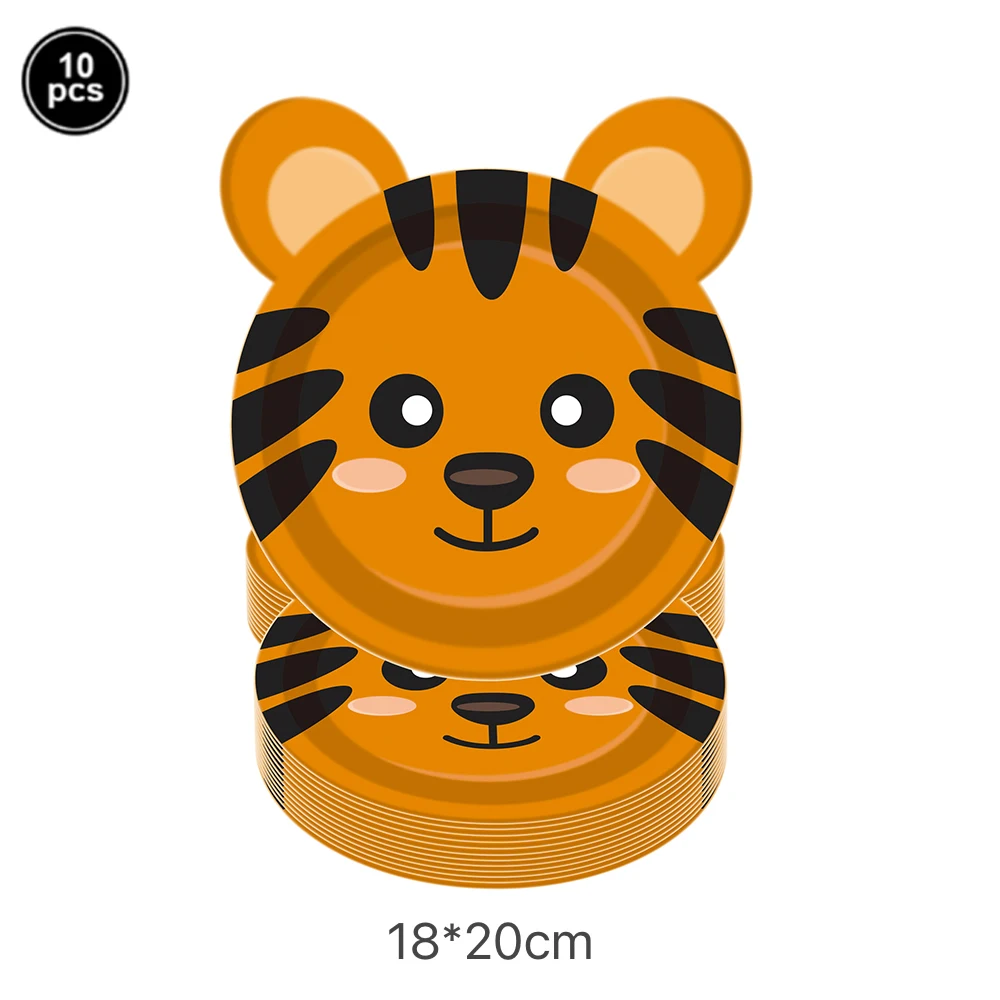 Tiger Party liefert Safari Tiere Teller Servietten Tassen Tiger Party Geschirr Dschungel Tiere Tiger Thema Geburtstags feier Lieferungen – Detail 2