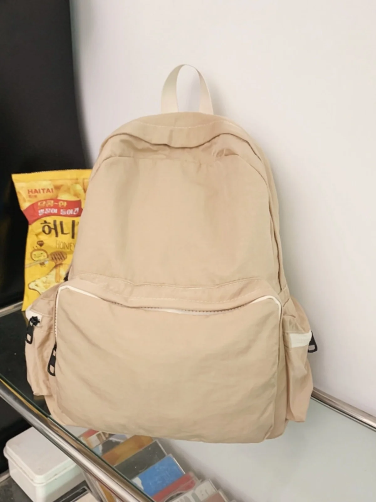 Casual Nylon Canvas Bapa Lightweight Simple Pure Color High School Student Double oulder Bag Korean Version Daily Use