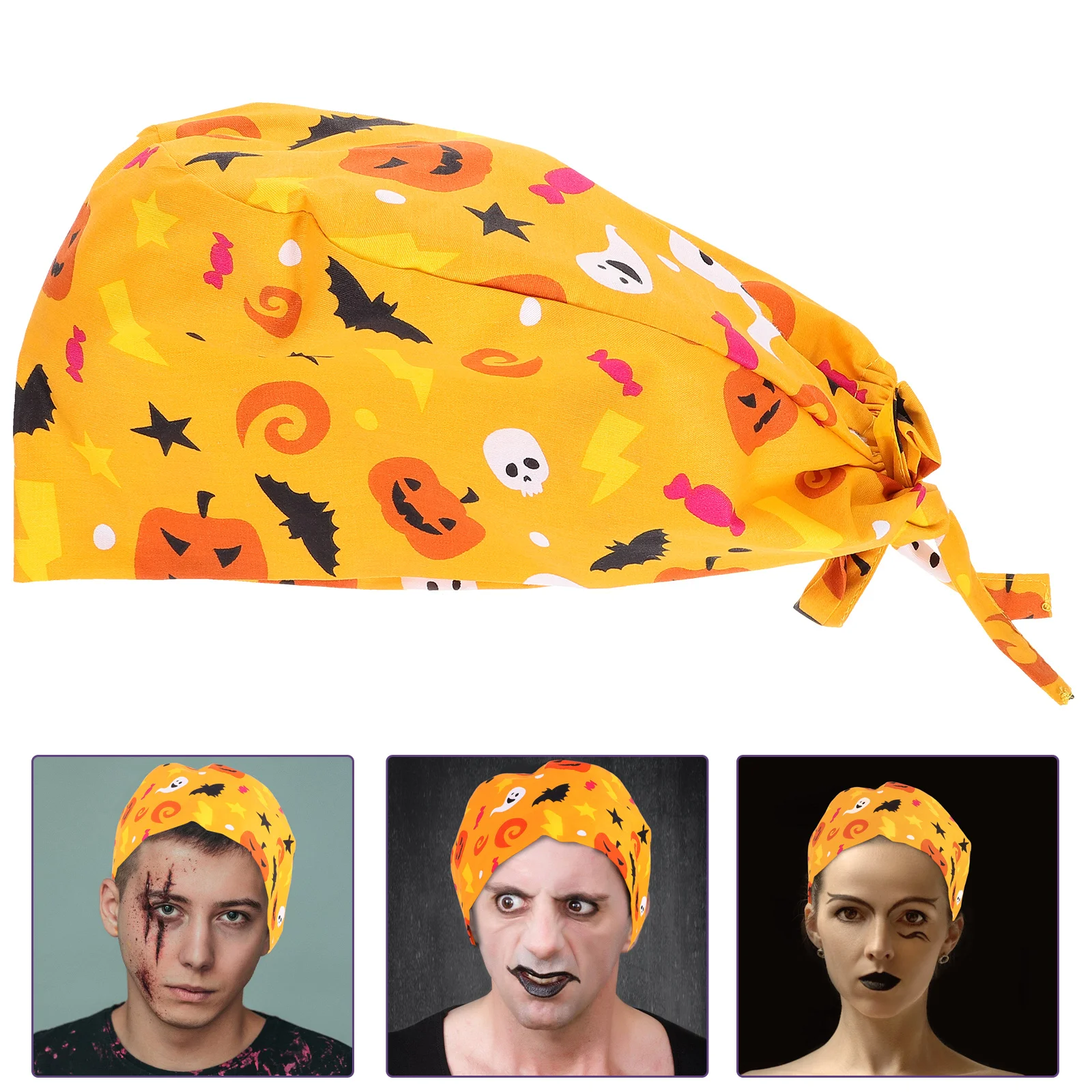 

1pcs Doctor Hat Nurse Scrub Cap Pure Cotton Surgical Lightweight Breathable Halloween Party Hat Women Men Nursing Tie Back