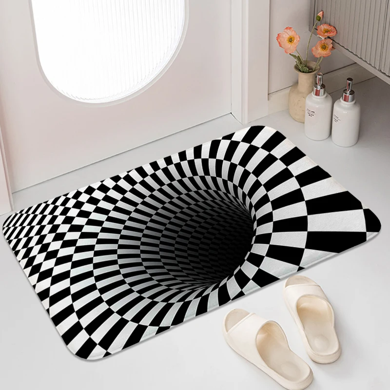 3D Vortex Illusion Geometric Optical Bathroom Mat Entrance Door Doormat Custom Sleeping Room Rugs Living Room Floor Carpet