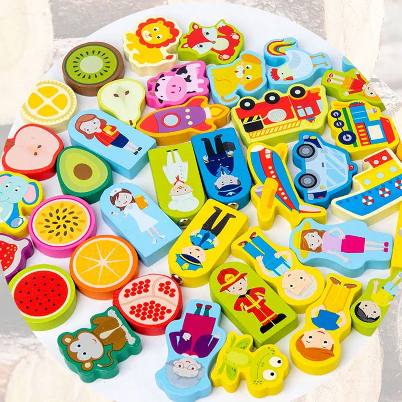 New Kids Animal Fruit Voertuig Beroep Multifunctioneel Houten Speelgoed Digit Match Board Vorm Cognitie Cartoon Match Vissen Speelgoed