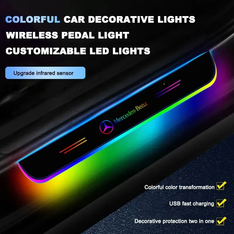 

Car LED Wireless Threshold Light For Mercedes Benz A B C E S V Class GLB GLC GLE Pilot SLK SLC ML SL Vito AMG Sprinter W176 W205