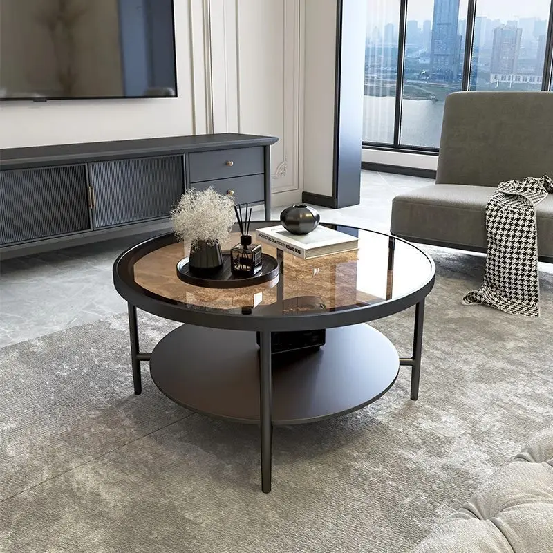 

Light luxury living room coffee table household small apartment tempered glass coffee table