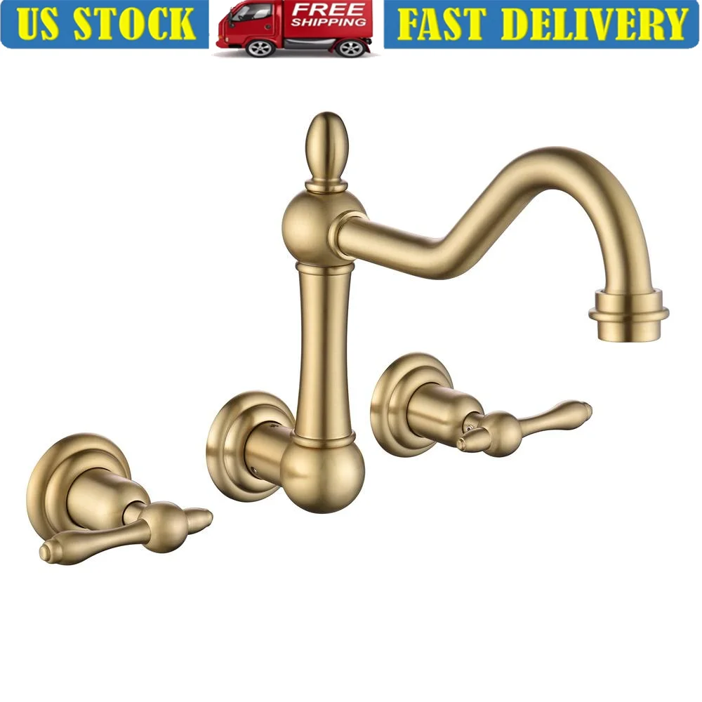 Vintage Brass Wall Mount Tub Faucet 8