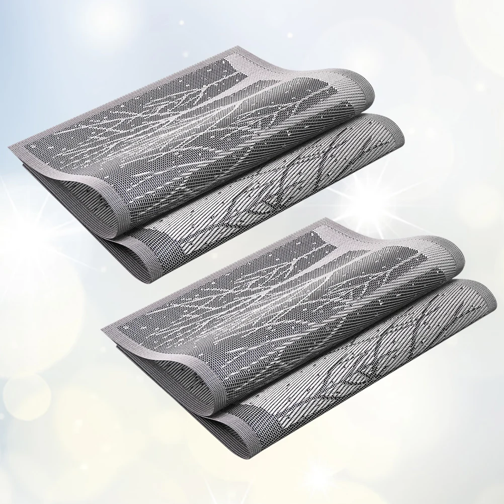 

4pcs Table Mat PVC Skid Resistance Thermal Insulation Home Hotel Restaurant Placemats Protect Tableware Tree Branch Design