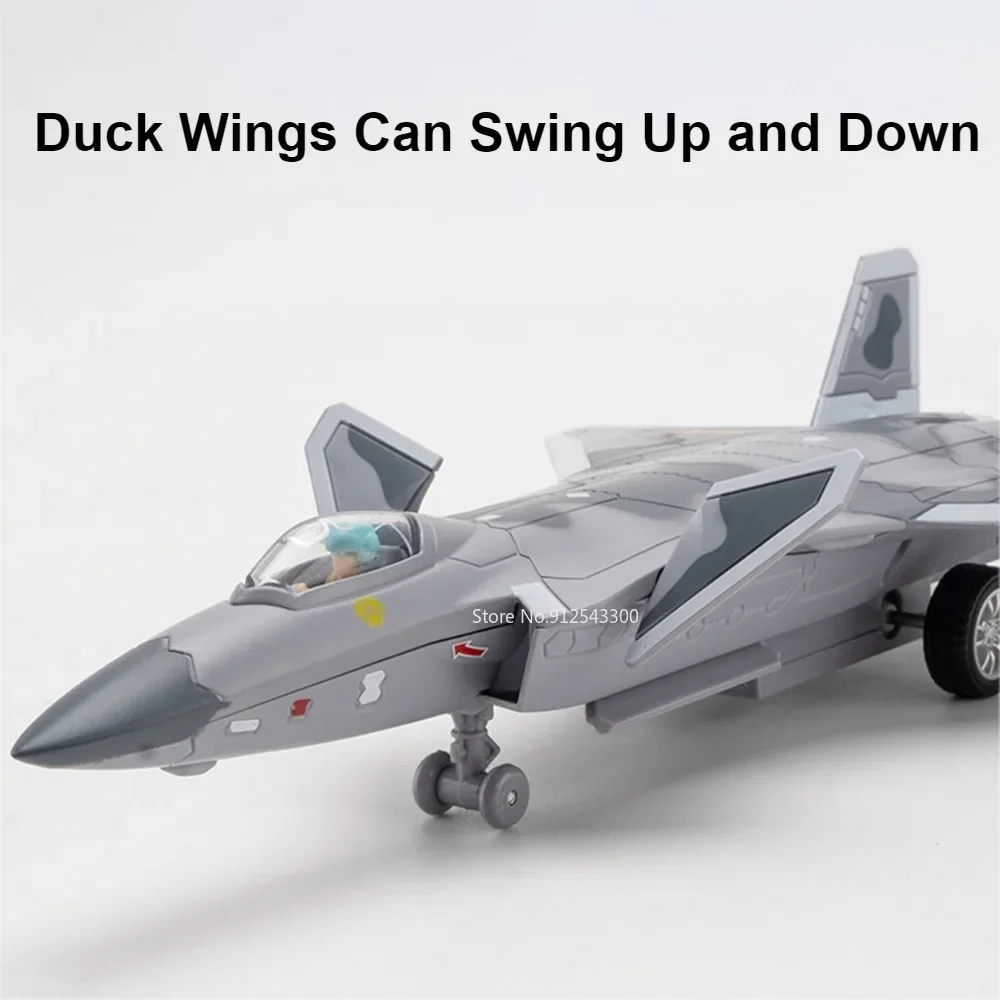 1/50 J-10 J-20 F-16 F-22 J-15 Fighter Model Toy Airplane Alloy Diecast Music Light  Pull Back Fighter Plane Model for Kids Gifts