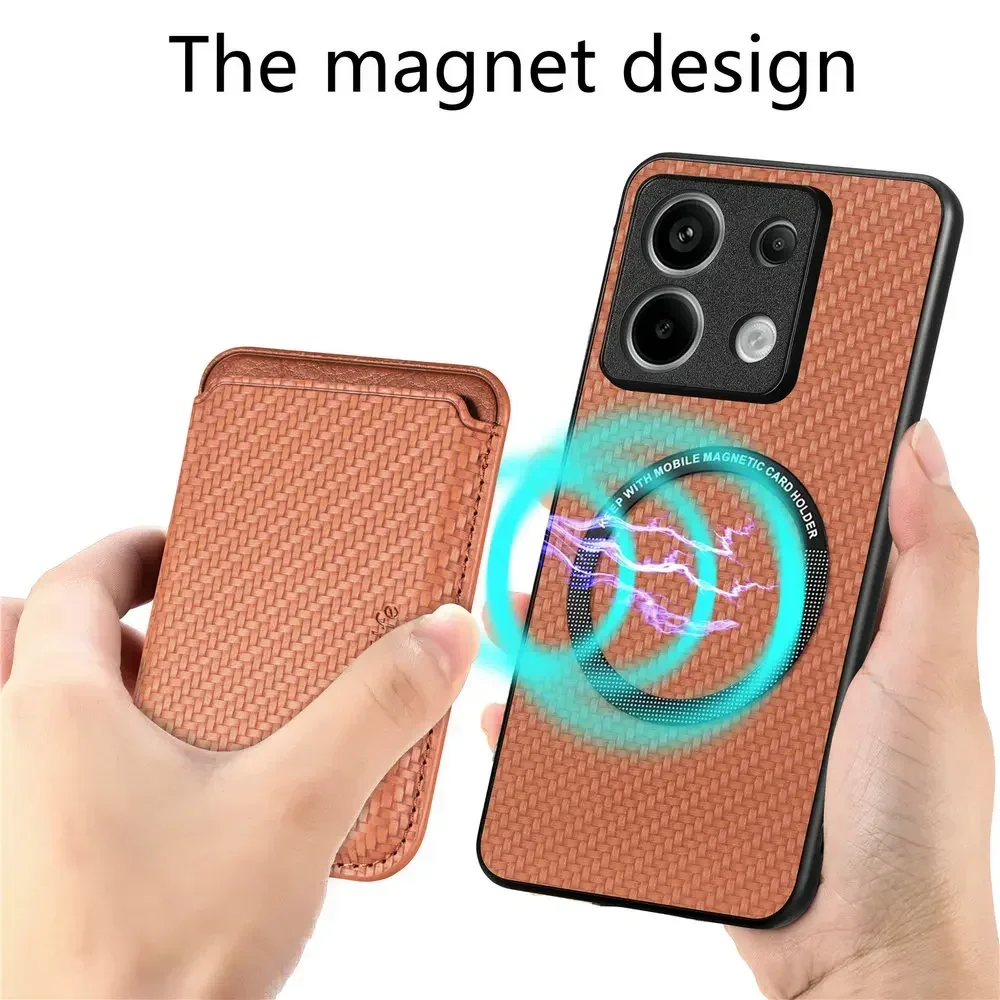 Magnetyczne etui 2w1 z odłączaną skórzaną obudową na karty do Xiaomi Redmi Note 15 5G 4G, futerał Redmi Note 14 Pro Plus 13 14C, tylna obudowa — zdjęcie produktu 2