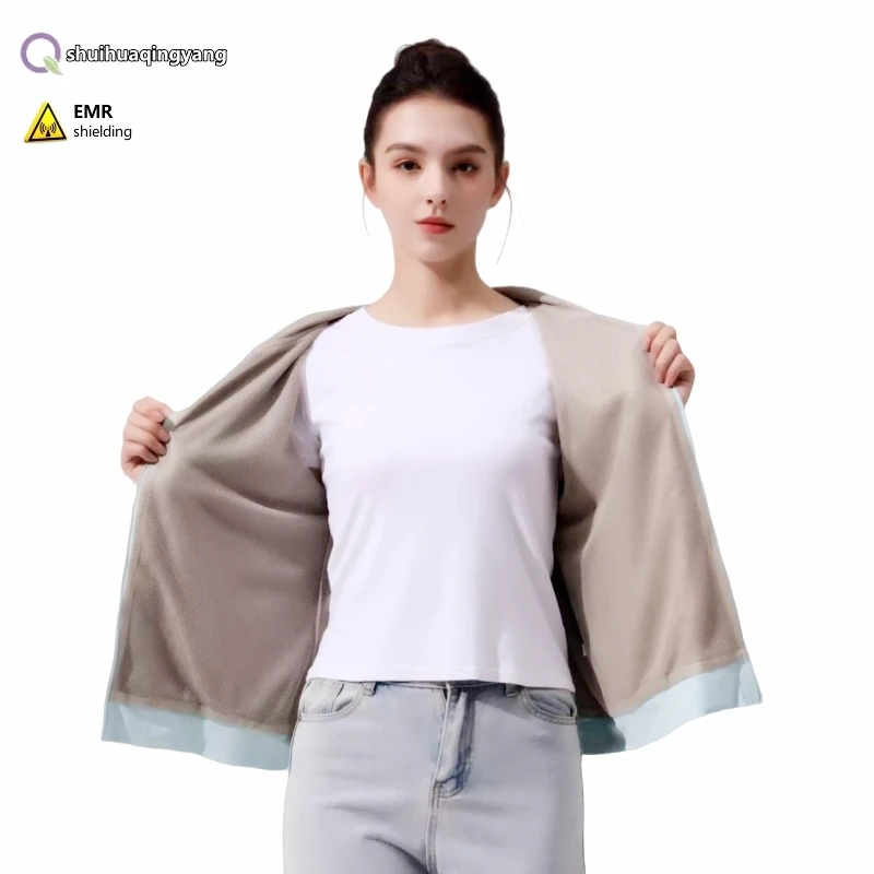 Anti-radiation all silver fiber lining adult vest intelligence Monitoring room, Computer room EMF shielding short style vests