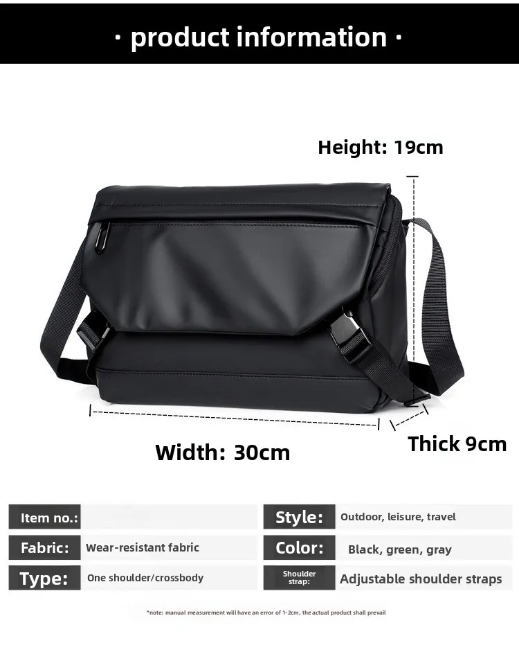 New Casual Men's Single-shoulder Bag, Fashionable Large-capacity Crossbody Bag, Simple Water-resistant Outdoor Storage Handbag