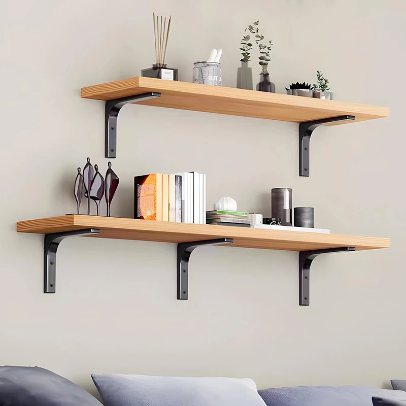 2 Pcs Wall Shelf Brackets Etagere Triangular Bracket Indoor Furniture Storage Shelf Wall Mounted Multifunctional Storage Rack