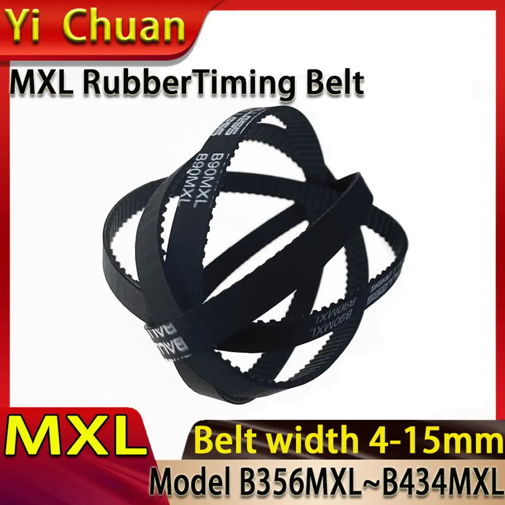 Trapezoidal Toothed Synchronous Belt MXL 3D Printer Conveyor Belt Width3/4/6/10/12/15mm Black Rubber MXL Type B356MXL~434MXL