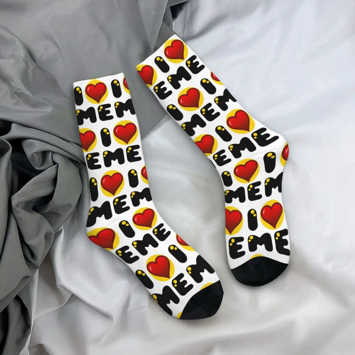 

All Seasons Crew Stockings Funny I Love Me Print Socks Casual Long Socks for Men Women Valentine's Day Gifts