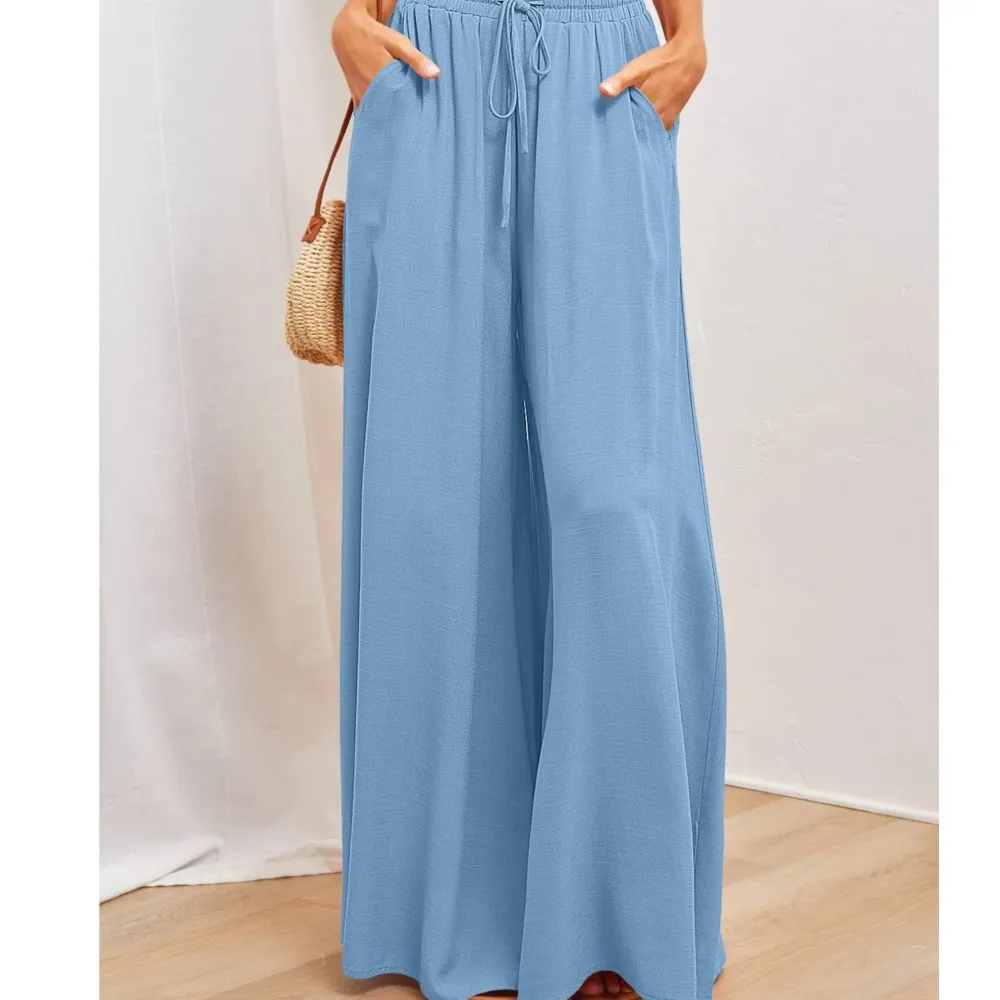 2026 New Style Spring And Summer Women's Trousers Elastic Waist Solid Color Fashion High Waist Simple Versatile Basic Pants