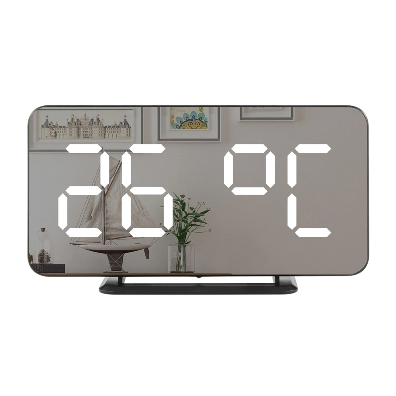 Digital Alarm Clocks LED Mirror Electronic Clock with Temperature Display Dual Alarm Snooze 12/24H Switch