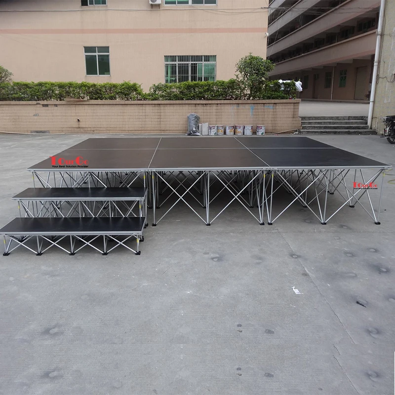 TourGo Curved Front Drum Stage Riser Portable Folding Modular Platform for Band DJ Concert Live Performance