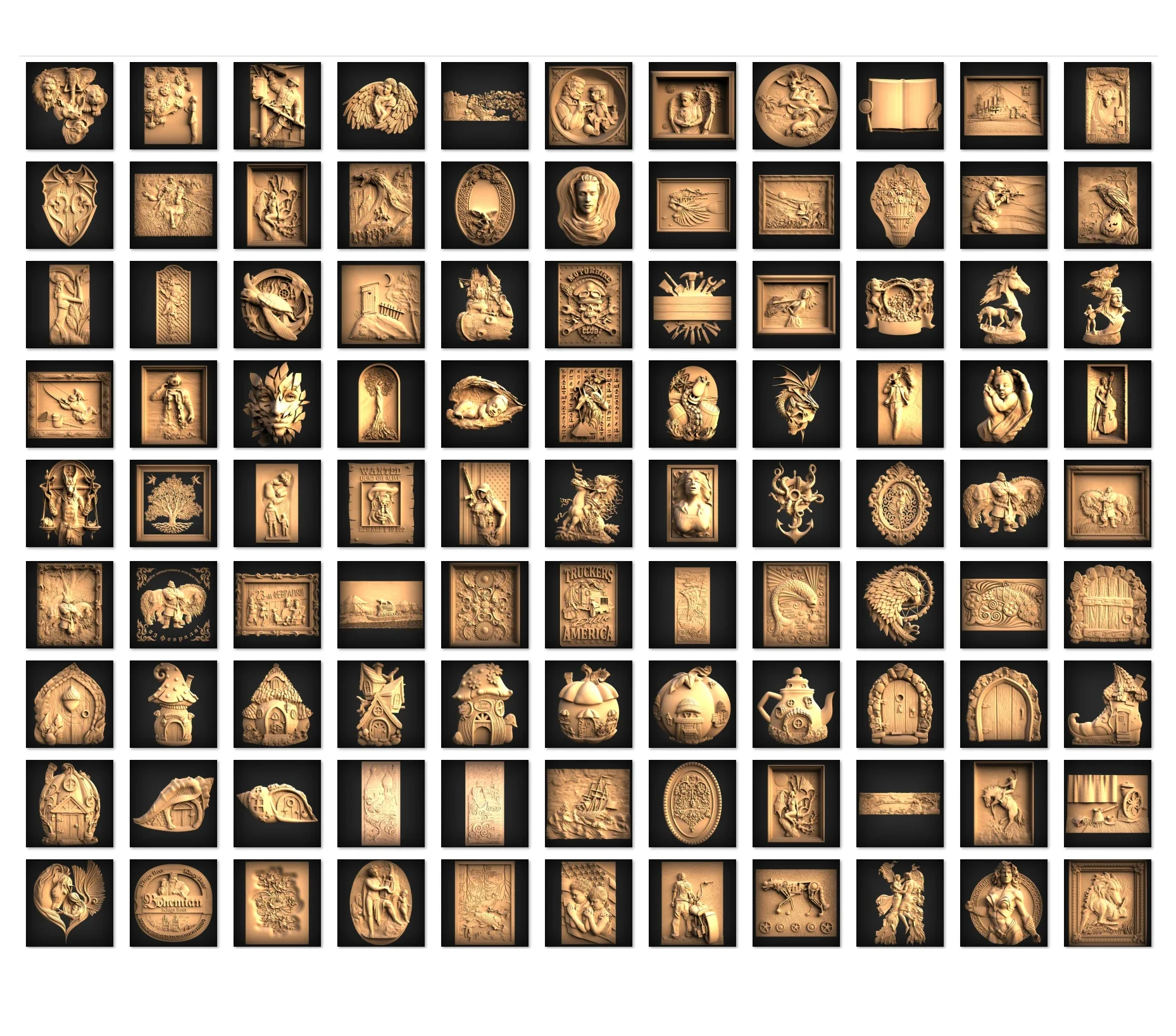 Panno STL e Bas Relief STL Collezione di file Modelli 3D per CNC