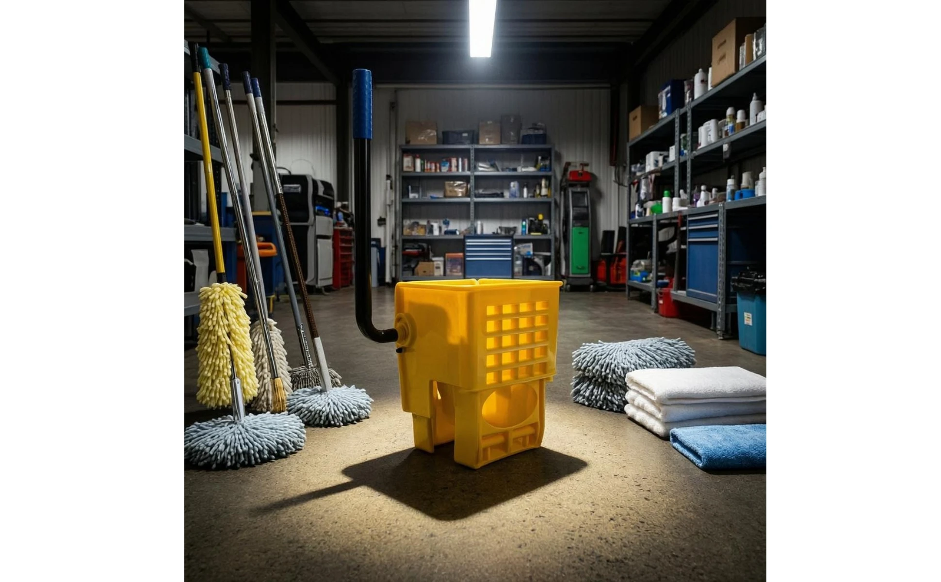Hand-Press Mop Wringer Head Plastic and Metal Mop Wringer Head Cleaning Equipment Blue Grip Yellow