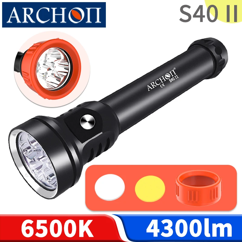 

S40 II 430lm Scuba diving light Astigmatism lense Dive flashlight Underwater 100m Yellow light dive lighting Hunting Sea fishing