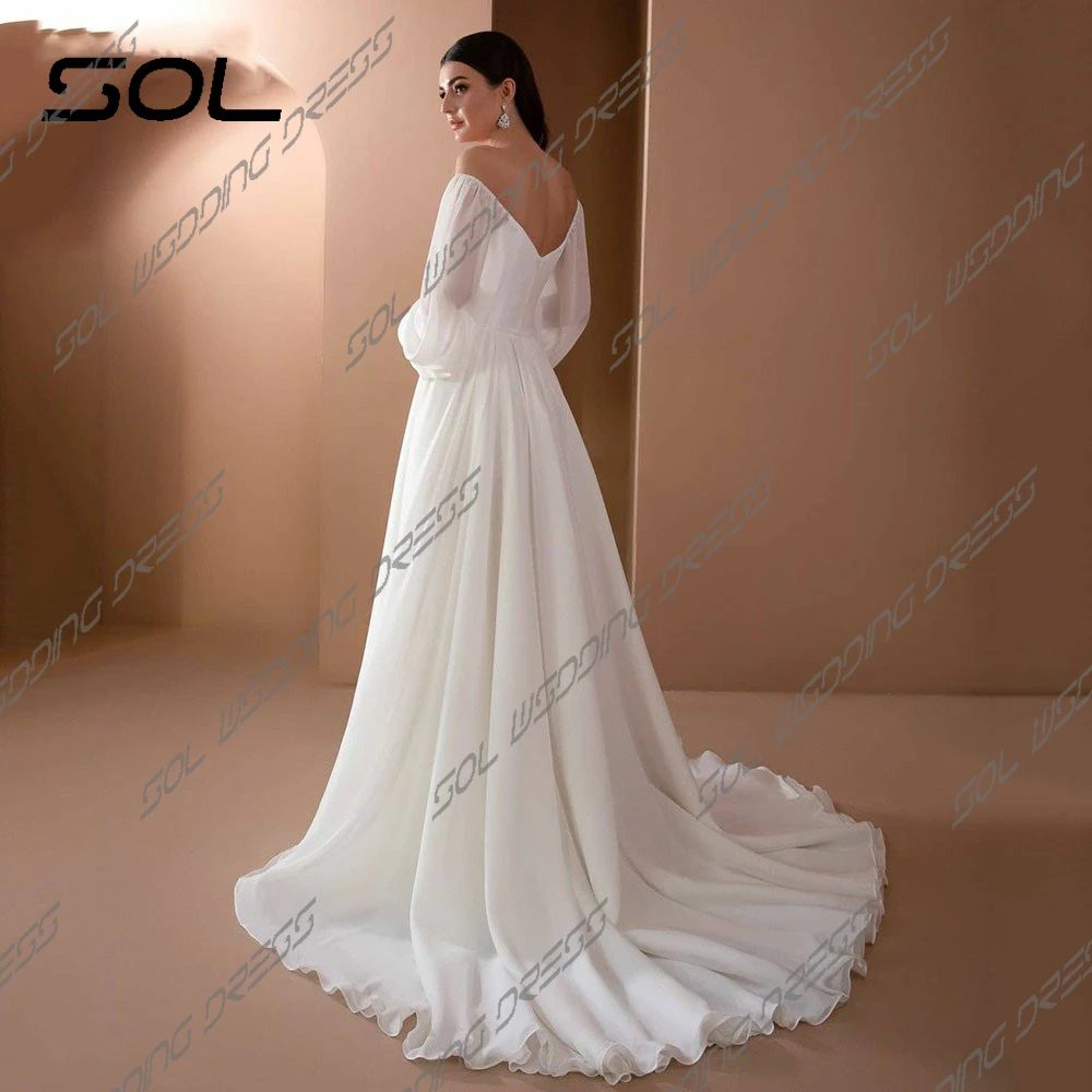 Sol elegante abito da sposa con scollo A cuore con spalle scoperte per le donne 2024 Sexy Backless A Line semplice abito da sposa Robe De Mariee