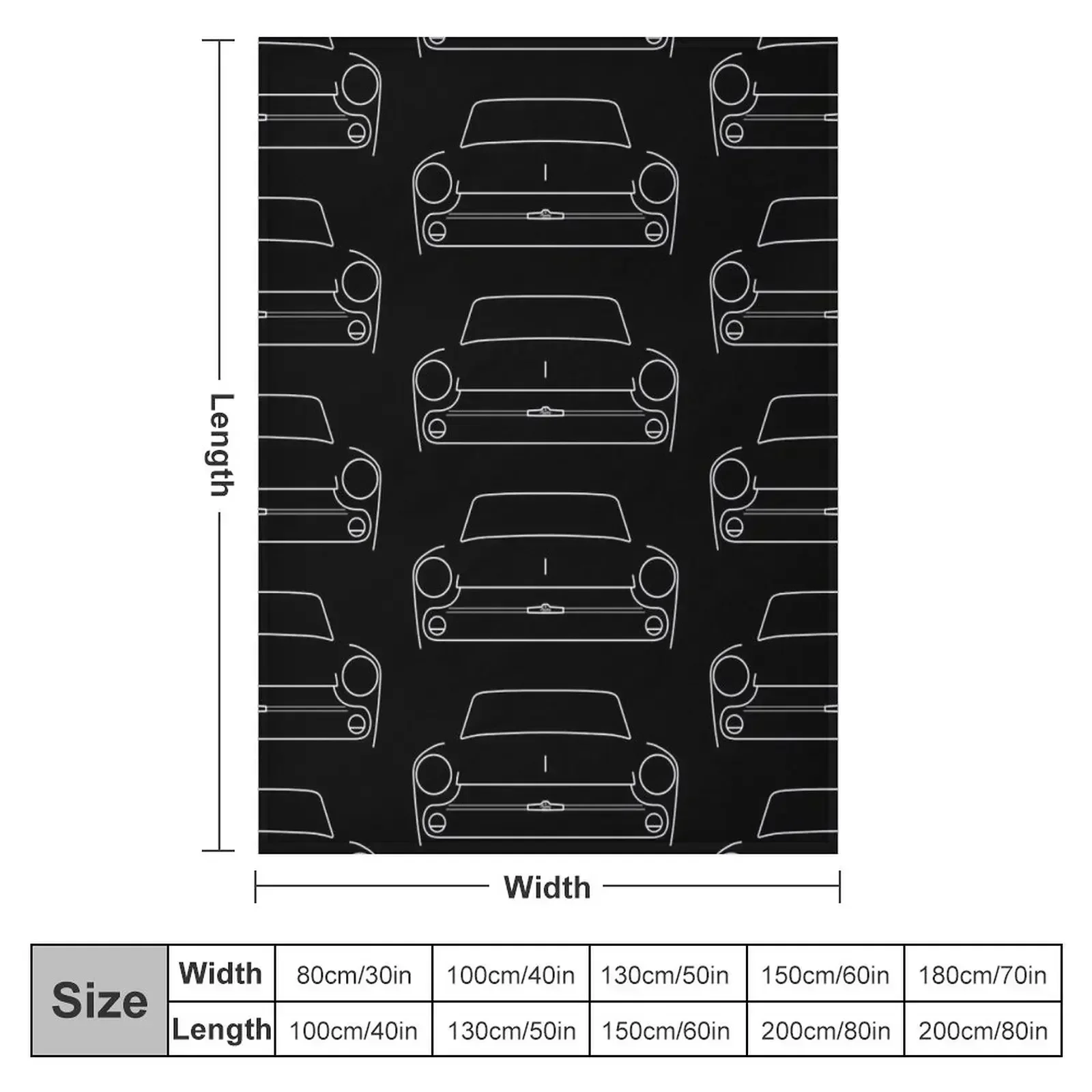 New Austin Cambridge A60 classic car outline graphic (white) Throw Blanket Thermal decorative Blankets