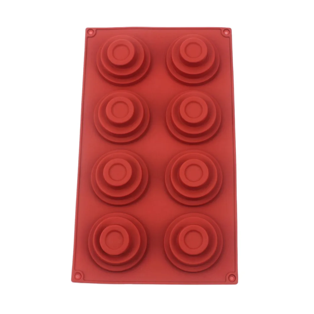 8 Cavity 3 Layer Concentric Circle Silicone Cake Mold Mousse Chocolate Dessert Dim Sum Jelly Pudding Soap Kitchen Baking Mould