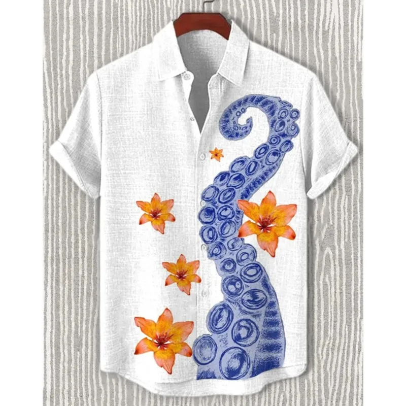 

Men's 3D Printed Shirt Hawaiian Short Sleeved Button Up Shirt Tropical Vacation Beach Shirts Mens Casual Loose Top