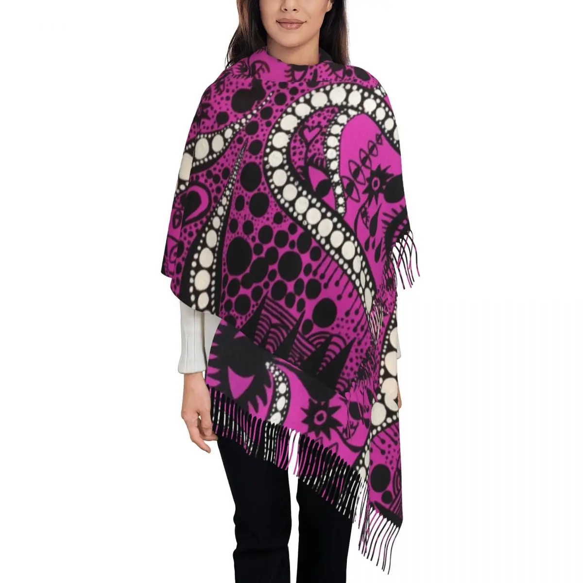 

Yayoi Kusama Scarf for Women Warm Winter Pashmina Shawls and Wrap Violet Polka Long Shawl Scarf for Daily Wear