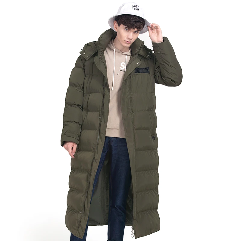 

Space Cotton Men Down Coats Military Winter Jackets with Hooded Parkas Thick Green Zipper Warm Snow Wear Long Coat Outdoor Boy