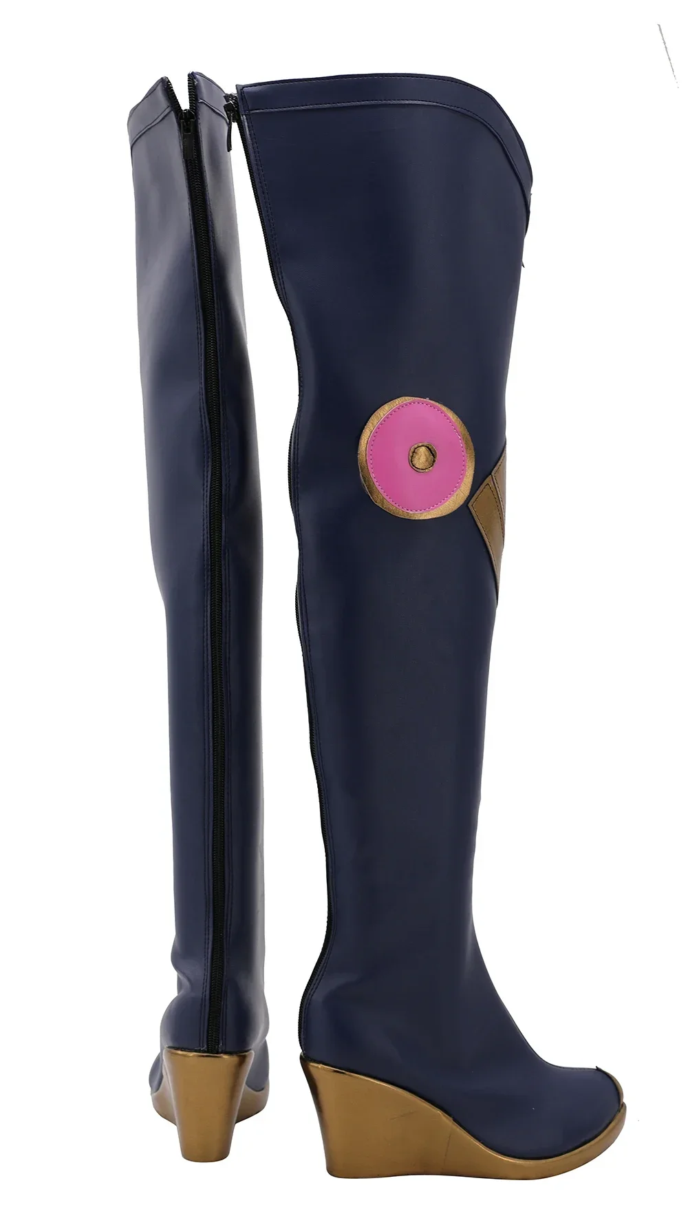 Caitlyn Combat Academy Cosplay Stiefel – LOL Blaue Keilabsatzschuhe, Maßanfertigung