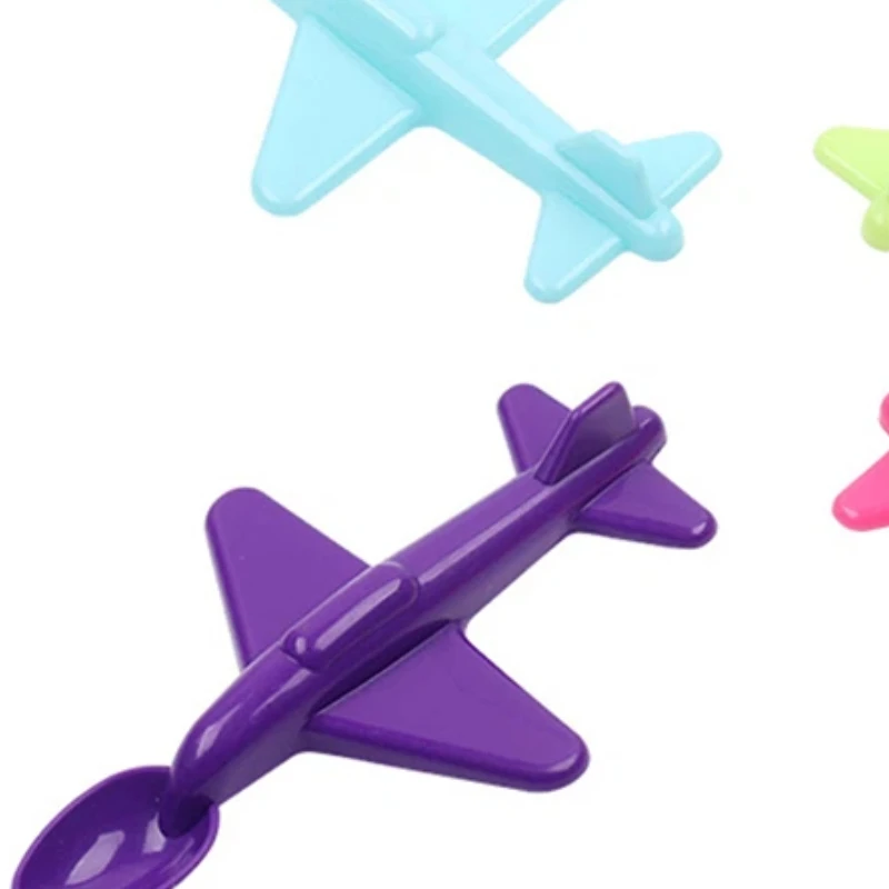 

Fashion Airplane Shape Baby Training Spoon Long Handle Easy Grip Children Soup Tableware