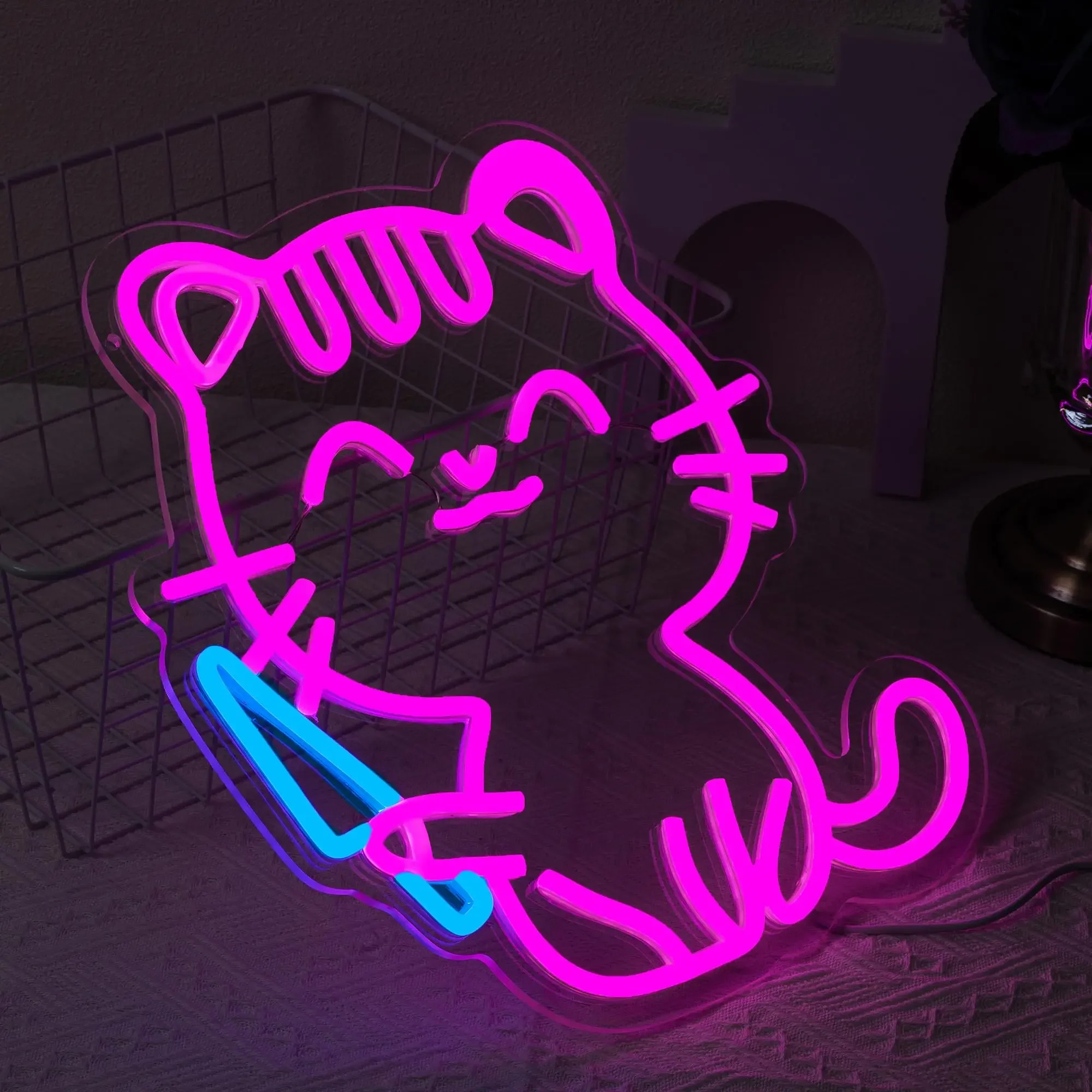 سكين القط LED النيون تسجيل USB عكس الضوء ضوء النيون تسجيل ل غرفة نوم غرفة معيشة حفلة عيد ميلاد هدية الجدار الديكور #5