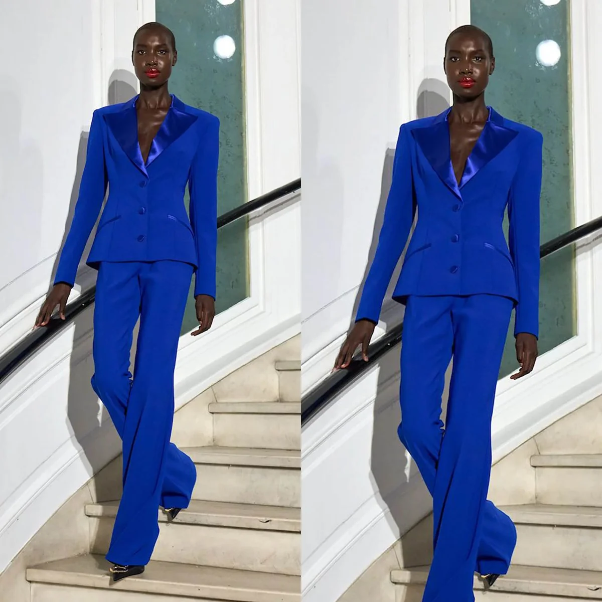 Royal Blue Women Pants Suits 2 Pieces Custom Made Slim Fit Mother Of Bride Blazer Jacket Formal Wear Customized