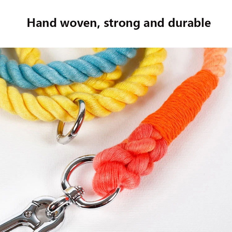 Dog Leash Handmade Braided Rope, 250cm Strong Cotton Rope Dog Leashes Heavy Duty Leash for Small Medium Large Dog Walks Training