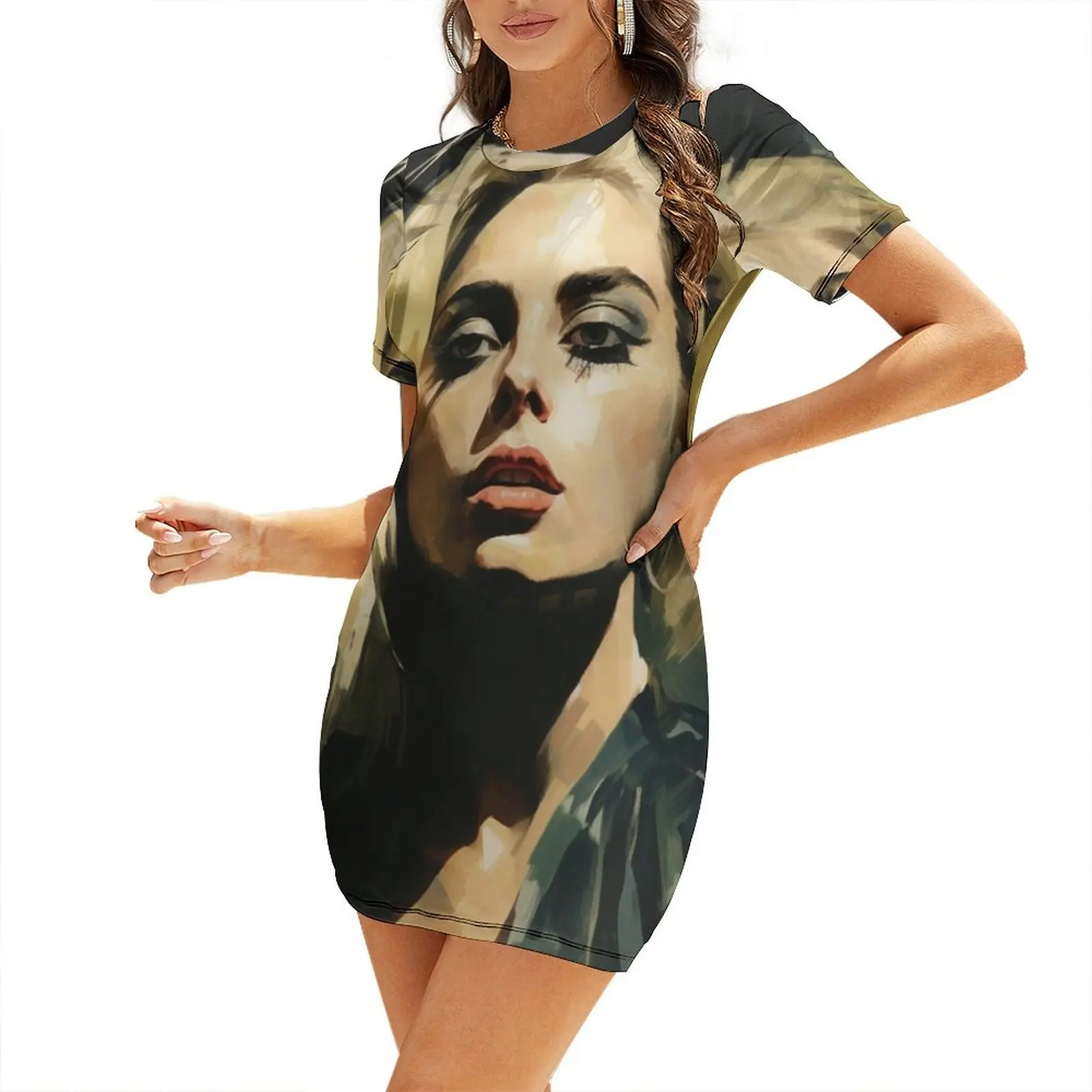 

Singer Lady Gaga Short-Sleeved Dress cute dress Women dresses summer dress for woman evening ladies