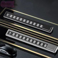 Car Phone Plate Number Card Hidden Switch Metal Alloy Car Phone Number Card Plate Temporary Parking Card Car Sticker Car Styling