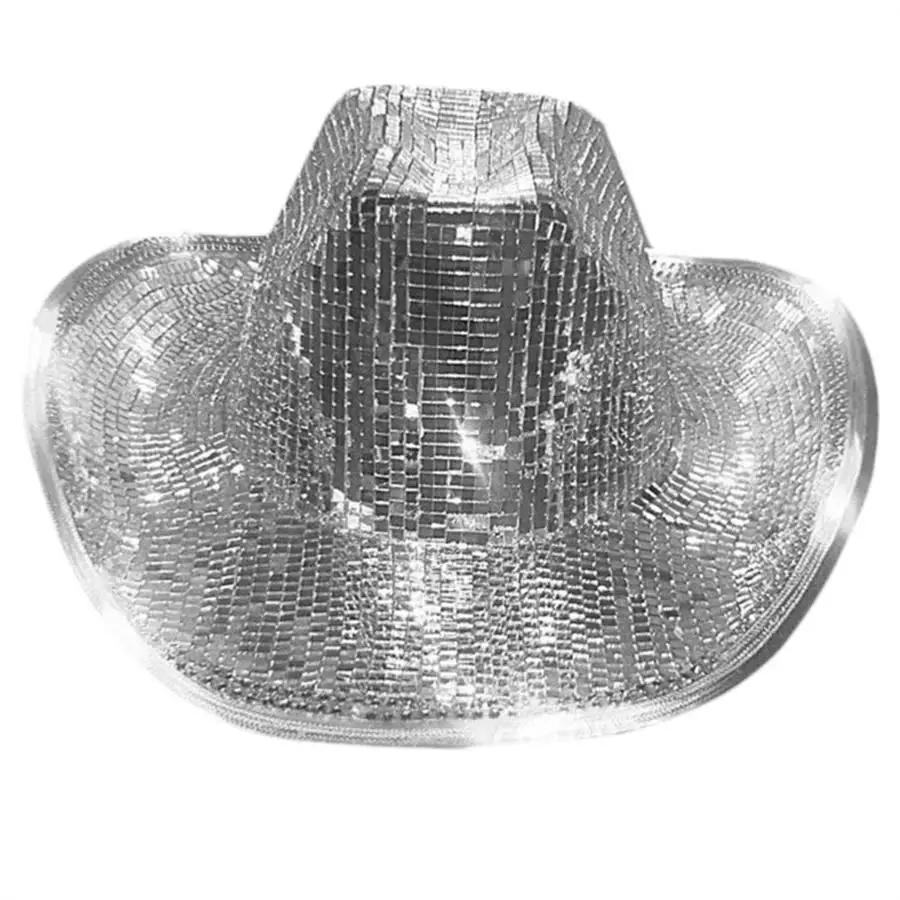 

Hat Cowboy Disco Glitter Mirror Stunning Disco Ball Hats Disco Stage Party Hat Dance Bar Cap Glitter Decor Hat Bucket Cowboy