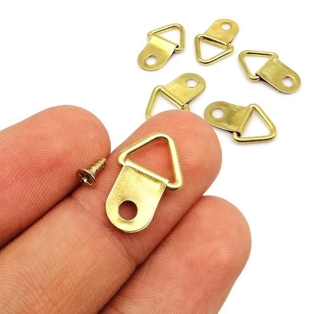 100pcs Golden Triangle D Ring Hanging Picture Oil Painting Photo Mirror Frame Wall Hooks Hangers With 100 Screws 10x20mm AliExpress 13