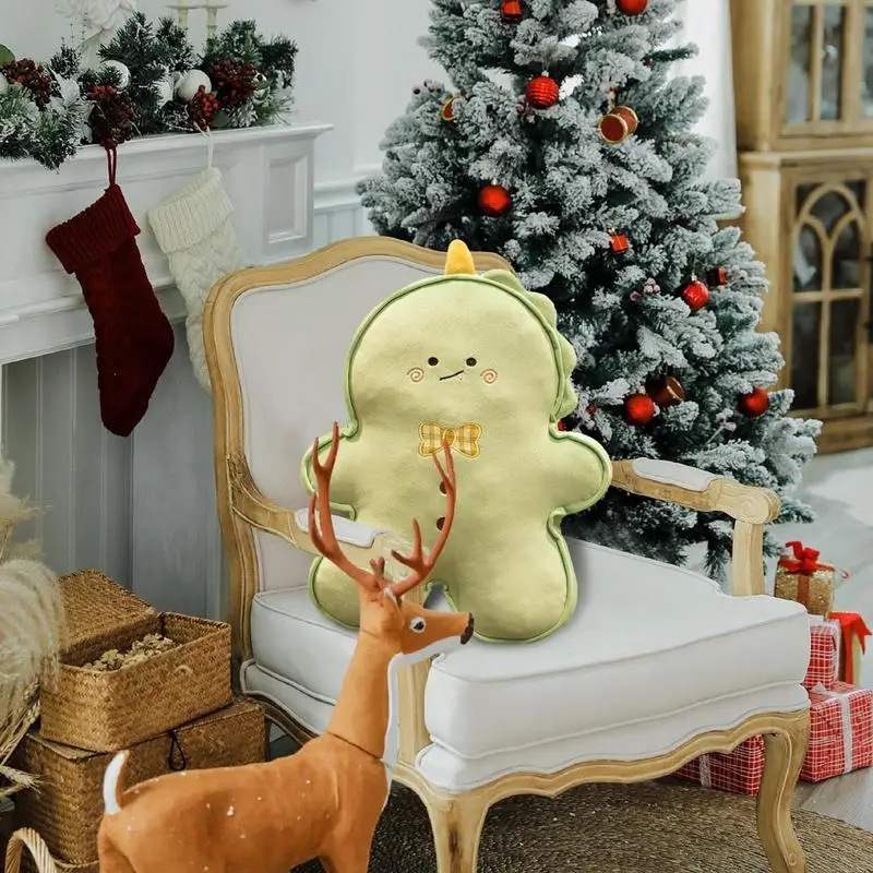 Stuffed Gingerbread Man Toy Plush Christmas Cushion Decoration Gingerbread Shaped Decorative Throw Pillows For Home Living Room