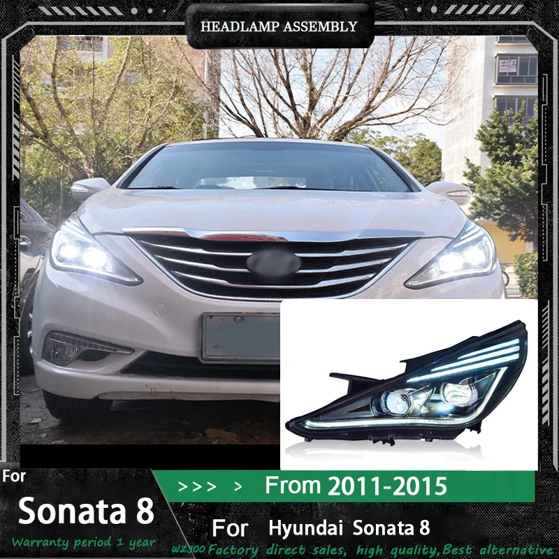 

Car Lights For Hyundai Sonata 8 Headlights 2011-2015 LED Projetor Headlamp Daytime Running Light Automotive Accessories