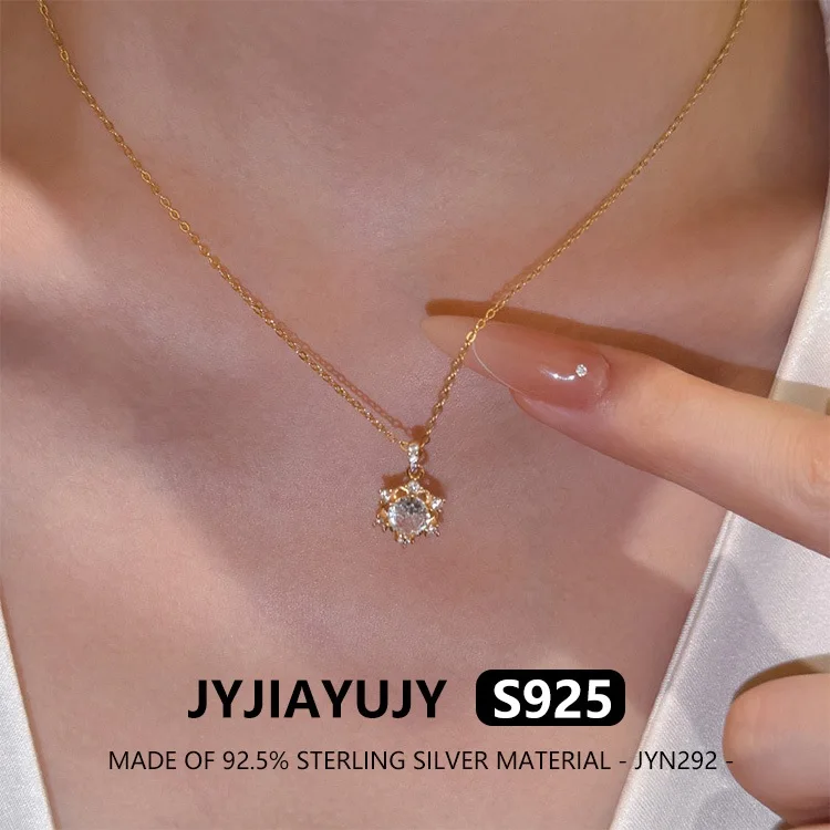 

JYJIAYUJY 100% цельное оригинальное ожерелье из стерлингового серебра S925, в наличии, 16 мм, снежинка, модные ювелирные изделия, подарок на каждый день, JYN292