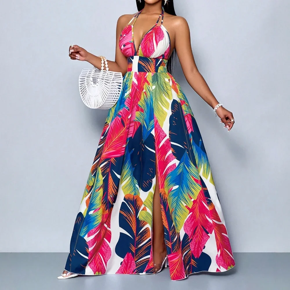 CPSYMYM Abiti da donna estivi eleganti alla moda Doodle Maxi senza maniche con scollo a cuore Cami Abiti da appuntamenti dolci