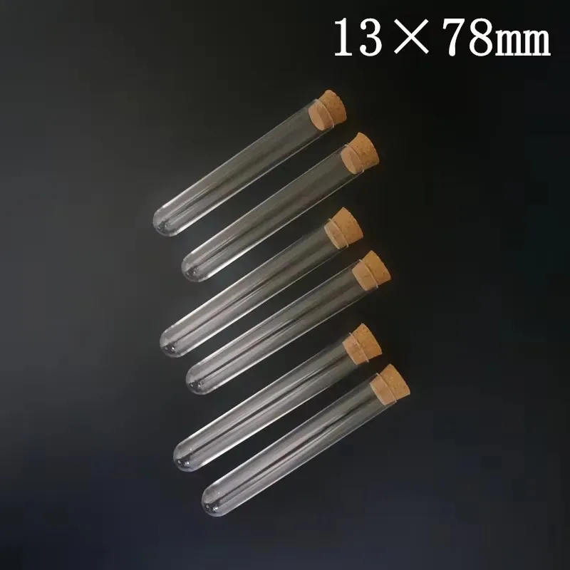 Test Tubes Length 60mm To 180mm Transparent Laboratory Clear Plastic With Corks Caps School Lab Supplies Wedding Favor Gift Tube