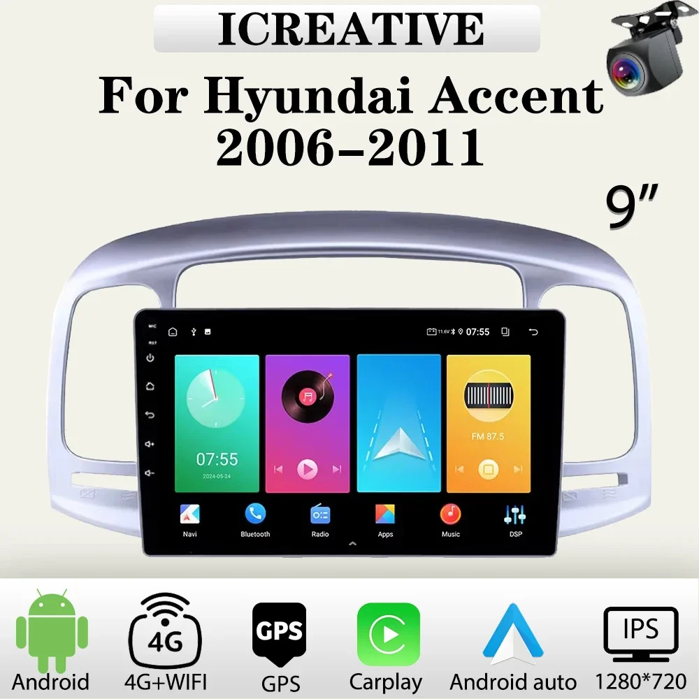 

Android Car Radio for Hyundai Accent 2006-2011 9'' Multimedia Carplay Player 2Din Car Stereo Autoradio Head Unit Navigation GPS