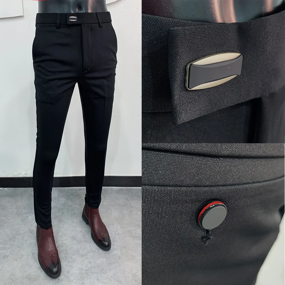 Men Suit Pants 2024 Spring New Solid Casual Slim Trousers Business Male Wedding Straight Leg Pants Classic Fashion Male Clothing