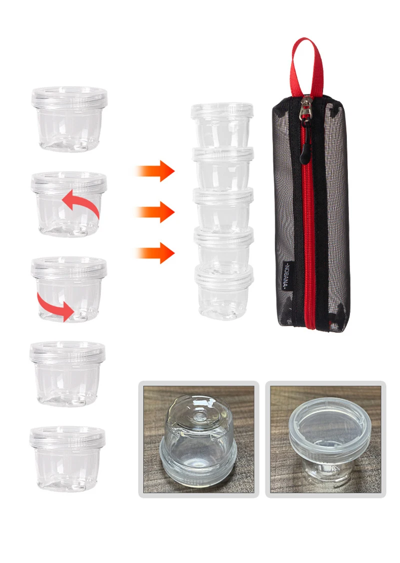 Neues tragbares Camping-Gewürzset für Outdoor-Reisen, Gewürzbehälter-Tasche, durchsichtige Gewürzflasche, Reise-Gewürzhalter-Set – Detail 6
