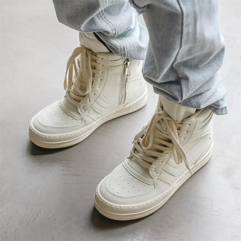 

Men Casual Luxury Sneakers High-top Sports Shoes Lace-up Leather Ankle Boots Male Skateboard Shoes Basketball Sneakers 39-44